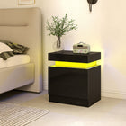 HOMCOM - Table de chevet pour chambre - noir - lot de 2-Fabriqué en panneau de particules 