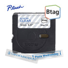 Brother - BTAG133 Ruban non laminé transparent avec texte bleu authentique pour étiqueteuse P-touch, 12 mm (L) x 4 m (l)-Btag + P-touch = une équipe créative du tonnerre. Utilisez les rubans d’étiquettes non laminées Btag de 12 mm conçus spécialement pour les étiqueteuses P-touch PT-N10, PT-N20 et PT-N25BT de Brother.