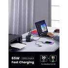 UGREEN - La station de recharge de bureau DigiNest 65W-Compatibilité Universelle : Le chargeur GaN 65W est compatible avec pratiquement tous les appareils, y compris les téléphones, tablettes, ordinateurs portables et appareils électroménagers tels que les téléviseurs et projecteurs. Avec 3 prises CA, vous pouvez connecter tous vos appareils électroménagers et charger vos appareils en même temps.