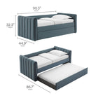 Modway - Veyla Chenal Touffé Performance Velvet Lit de jour jumelle avec Trundle, Cadet Blue-10