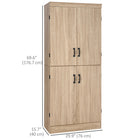 HOMCOM - Armoire de cuisine 6 niveaux avec 4 portes - bois naturel-Idéal pour la cuisine, la salle de bain, le salon, le bureau et la buanderie 