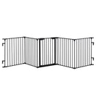PawHut - Parc pour chiens d’intérieur pour petits et moyens chiens avec porte - noir-Peut être utilisé comme barrière autoportante ou fixé au mur avec les accessoires inclus 