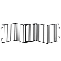 PawHut - Parc pour chiens d’intérieur pour petits et moyens chiens avec porte - noir-Peut être utilisé comme barrière autoportante ou fixé au mur avec les accessoires inclus 
