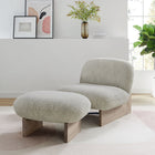 Modway - Loyal Tissu Boucle Chaise d’accent et ensemble ottoman - Chêne perlé-Tissu boucle Tissu Rembourrage
