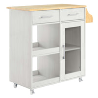 Modway - Culinary Chariot de cuisine avec support à épices, Blanc Naturel-Chariot de cuisine moderne