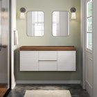 Modway - Render 48" Meuble de toilette de salle de bain compatible double lavabo (non inclus) - Noyer blanc-MDF et panneau de particules