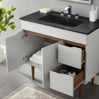 Modway - Harvest 36" Vanette de salle de bain - Gris Noir-Pieds effilés en bois d’acajou