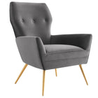 Modway - Renata Bouton touffé Performance Velvet Fauteuil - Gris-Fauteuil rétro glam
