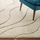 Modway - Jubilant Abondance Abstract Tourbillon Shag Tapis de 5 pi l x 8 pi L - Crème et beige-Dessous du tissu de jute adhéré
