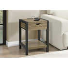 Monarch Specialties - 3200 Table d'Appoint Contemporaine 24 po à 2 Niveaux - Tiroir de Rangement - Stratifié Taupe Foncé - Métal Noir-Équipée d'un tiroir de rangement pratique et d'une étagère à deux niveaux, cette table d'appoint offre des solutions fonctionnelles pour organiser vos essentiels, parfaite comme table de chevet ou bout de canapé