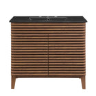 Modway - Render 36" Vanette de salle de bain - Noir noyer-Portes à fermeture douce