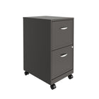 Hirsh Industries - Classeur vertical Space Solutions à profondeur de 18 po avec roulettes, 2 tiroirs, charbon métallique-Certifié Greenguard Gold