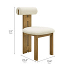 Modway - Torian Tissu Boucle Chaise à manger - Ivoire de chêne français - Ensemble de 2-Cadre en caoutchouc