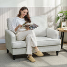 HOMCOM - Fauteuil d’appoint 45 po avec pieds tournés - large assise pour salon - blanc crème-Les pieds en bois de caoutchouc avec patins antidérapants garantissent la stabilité  
