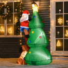 HOMCOM - Arbre de Noël gonflable de 6ft - lumière LED avec décoration de chien Père Noël - Vert-Dégonfle rapide pour un rangement facile et utilisation dans l'année à venir 
