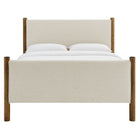 Modway - Maven Grandeur nature Tissu tapis Lit de plateforme, Noyer d’ivoire-Support en lattes de bois