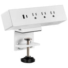 MotionGrey - Barre d’alimentation à pince pour bureau avec parasurtenseur et port USB-C - 3 prises et câble plat de 6 pieds - Blanc-Barre d’alimentation à pince : se fixe facilement au bord de votre bureau sans outils ni installation permanente-idéale pour les espaces restreints ou partagés