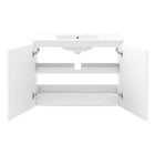 Modway - Bryn Support mural de 36" Vanette de salle de bain - Blanc blanc-Trous de robinet centraux 8"