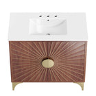 Modway - Daylight 36" Vanette de salle de bain - Noyer blanc-Assemblée requise