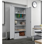 Ceha Canada - Armoire de rangement métallique RTA - 36 po L x 77 po H - Gris clair-CHARNIÈRES MÉTALLIQUES À 270° : Les portes s'ouvrent entièrement grâce à de robustes charnières métalliques, offrant un large accès