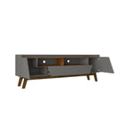 Manhattan Comfort - Meuble TV Marcus 70,86 po style Mid-Century Modern - Gris et Nature-Comprend 4 étagères fixes et 1 large tiroir