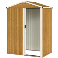 Outsunny - Abri de jardin extérieur 4,5 pi x 3 pi, aspect bois-Fabriqué en acier galvanisé, il offre une protection toute l'année 

