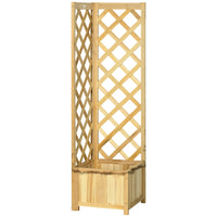 Outsunny - jardin surélevé avec treillis pour plantes grimpantes - 16 po L x 16 po l x 57 po H - naturel-Beaucoup d'espace pour planter des légumes, des fleurs et des herbes
