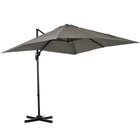 Outsunny - Parasol déporté carré suspendu 8 pi L x 8 pi l avec rotation à 360°, gris clair-Ce parasol de marché déporté attrayant et élégant offre une protection supplémentaire contre les intempéries grâce à son design supérieur avec inclinaison et manivelle  