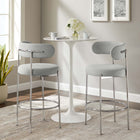 Modway - Albie Tissu Tabourets de bar Ensemble de 2 - Argent gris-Base métallique tubulaire