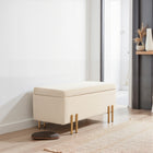 HOMCOM - Banc ottoman de rangement pour chambre à coucher avec couvercle rabattable, 18,5 gallons - beige-Couleur : Beige 