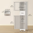 HOMCOM - Armoire de salle de bain étroite autoportante 67 po, blanche-Personnalisez votre rangement avec des étagères réglables sur 3 niveaux pour s’adapter à des objets de toutes tailles 