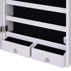 HOMCOM - Armoire à bijoux miroir avec lumières led et 2 clés - 14,5 po L x 47,25 po l x 4 po H - blanc-2 hauteurs réglables disponibles (8,5 po, 10,5 po) lors de l'accrochage de l'armoire à bijoux à la porte, et veuillez noter que le crochet fonctionne sur une porte d'une épaisseur maximale de 1,75 po (4,5 cm) 