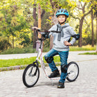 Aosom - Trottinette de rue pour jeunes avec roue gonflable de 16 po, doubles freins - blanc-Pas de pédales, pas de vitesses, pas de freins, les enfants avancent à leur propre rythme 