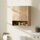 HOMCOM - Armoire murale de salle de bain avec étagère réglable, étagère ouverte et dessus effet marbre - chêne-Étagère réglable permettant d’organiser facilement divers articles pour un espace ordonné