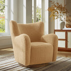 Modway - Montrose Ailier Sherpa Chaise pivotante d’accent - Noyer de chameau-Base en bois de brosse métallique