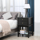 HOMCOM - Table de nuit moderne 15,75 po- noir-Deux tiroirs avec poignée, étagère ouverte en haut et en bas offrant un espace de rangement généreux 