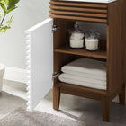 Modway - Render 18" Armoire à coiffeuse de salle de bain - Blanc Noyer Blanc-Trous centraux de 8"