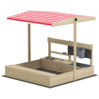 Outsunny - Bac à sable carré d'extérieur pour enfants avec couvercle - 114 x 110 cm - Bois naturel-Fabriqué en bois de sapin sans surface lisse 
