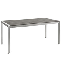 Modway - Shore Terrasse extérieure Aluminium Table à manger, Gris argenté-Table à manger extérieure moderne