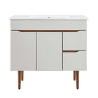 Modway - Harvest 36" Vanette de salle de bain - Gris blanc-Vanité moderne du milieu du siècle