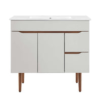 Modway - Harvest 36" Vanette de salle de bain - Gris blanc-Vanité moderne du milieu du siècle