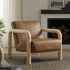 Modway - Sereno Cuir végane Chaise d’accent - Chêne du canyon-Rembourrage en mousse dense