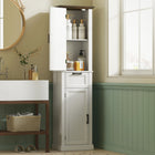 HOMCOM - Armoire de rangement de salle de bain 65 po avec étagères et tiroir - blanc-La forme mince et haute s'adapte aux petits espaces à côté des toilettes ou des lavabos   