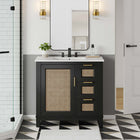Modway - Dixie 36" Solide Armoire à coiffeuse de salle de bain - Noir Blanc-Charnières à fermeture douce