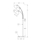 Monarch Specialties - 9648 71"H Lampadaire - Métal Noir/Contemporain-Une base solide en marbre assure un soutien fiable tout en ajoutant une touche décorative élégante pour illuminer votre espace