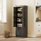 HOMCOM - Armoire de cuisine haute 67 po avec étagères réglables - noir-Deux étagères réglables à 3 niveaux offrent un rangement personnalisable 