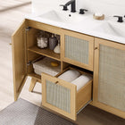 Modway - Soma 48" Meuble de salle de bain à double lavabo - Oak White-Tissage en rotin