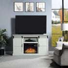 Manhattan Comfort - Ensemble de 2 cheminées modernes Myrtle 60 po - Noir et chêne crème-Recommandé pour un téléviseur jusqu'à 56 pouces 1 passe-câble inclus pour la gestion des câbles et fils