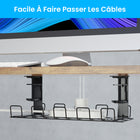 ShoppingAll - Plateau de rangement de câbles sous le bureau avec 10 attaches de câbles - Noir-6