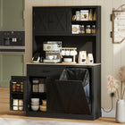 HOMCOM - Armoire 69 po avec station de charge - noir-Quatre porte-épices sur les portes gardent les assaisonnements à portée de main 